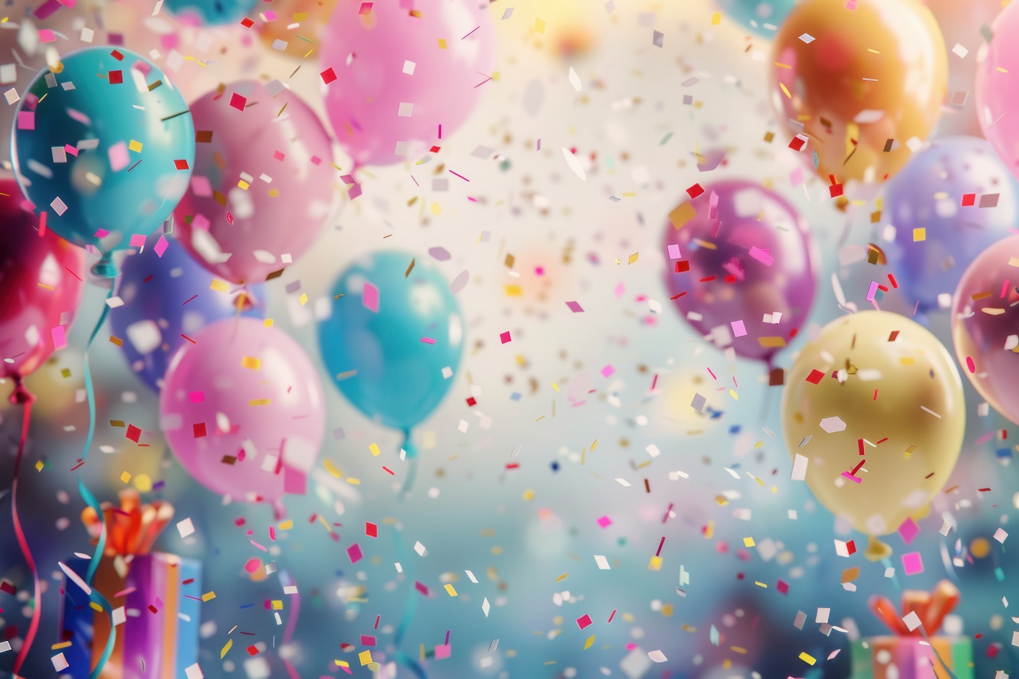 Balloons and confetti background